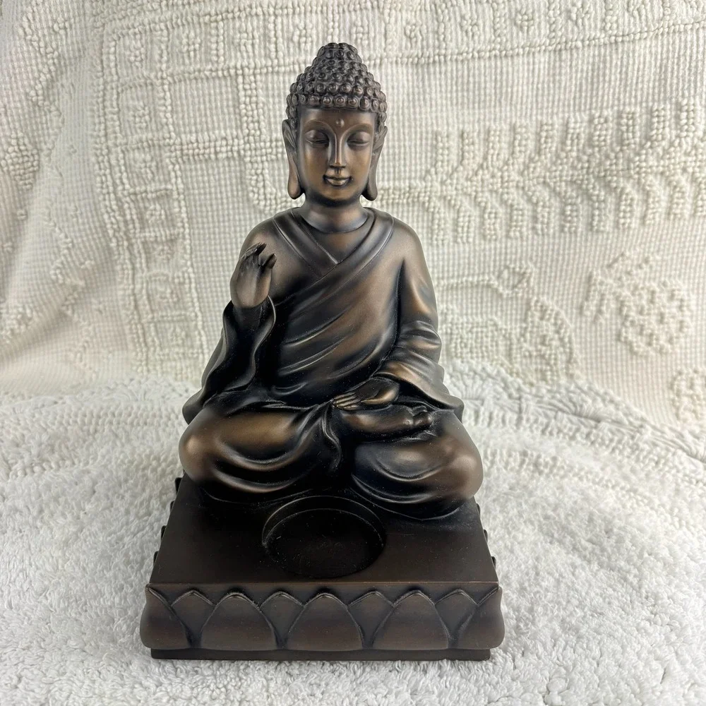 PartyLite Bronze Meditating Buddha Tealight Holder Zen Home Decor Altar Statue
